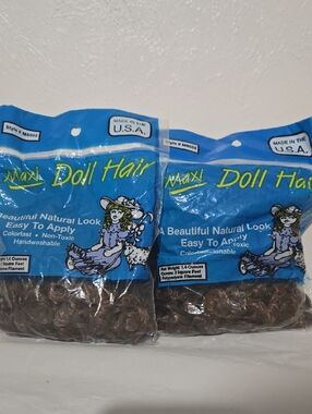 - Brown Synthetic Doll Hair Pack